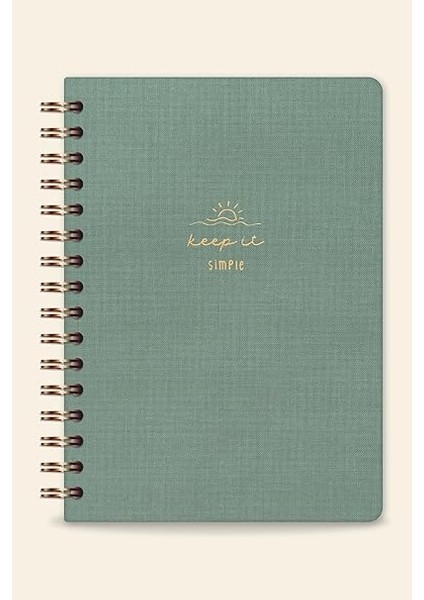 A5 Spiralli Sert Kapak Keten Noktalı Tarihsiz Not Defteri Yeşil indirimleri