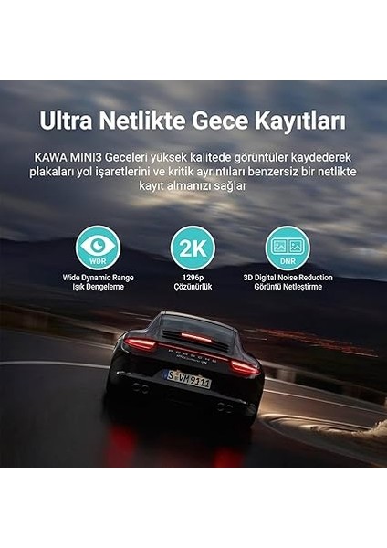 Mini 3 2k 1296P Wdr 135° Geniş Açı Lens Araç Kamerası modelleri