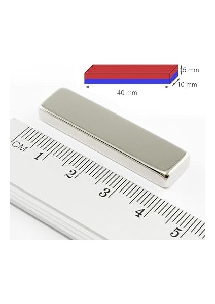 Magneteksan Neodyum Dikdörtgen Süper Güçlü Mıknatıs 40X10X5 mm (4'lü Set) modelleri