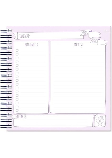 Color Yemek Tarif Defteri Spiralli Renkli Ayraçlı modelleri