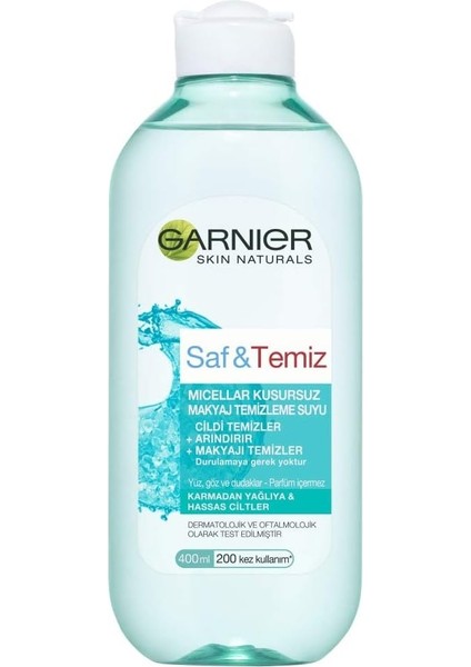 Skin Naturals Saf & Temiz Micellar Kusursuz Makyaj Temizleme Suyu (400 Ml)