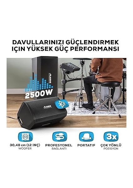 Strike Amp 12 MK2-2500W Drum Amp Hoparlörü, Elektronik Davul Seti Için Bluetooth, 12 Inç (30.48CM) Bas Hoparlör, Hpf Eq ve Topraklamayı Kaldırma Anahtarı fiyatları