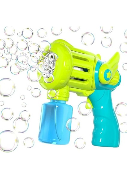 Machine Gun Baloncuk Çıkartan Tabanca Büyük Boy Pilli Otomatik Köpük Tabancası (Mavi)