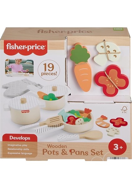 Ahşap Mutfak Seti Okul Öncesi Çağdaki Çocuklar Için 19 Parçalı Fisher-Price Ahşap Mutfak Seti HXT83