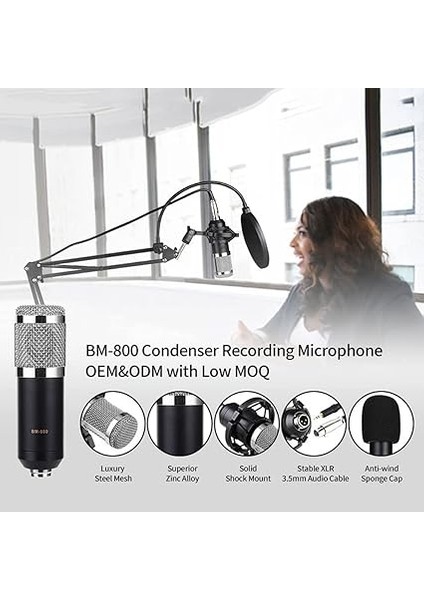 BM800 Profesyonel Kondenser Mikrofon Podcast Canlı Yayın Ekipmanı USB Mıc Mikrofon Seti Kol Standlı Stüdyo Mikrofonu Stüdyo Canlı ve Yayın Için Müzik Ekipmanı fırsatları