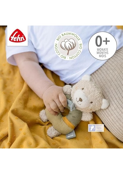 Bebek Halka Kavrama Oyuncağı Ayıcık Fehnnatur - Organik Pamuklu Pelüş Hayvan - Oyun Oynayarak Öğrenmek Için Çıngıraklı Oyun Hayvanı - 0+ Aylık Bebekler ve Küçük Çocuklar Için Kavrama Oyuncağı modelleri