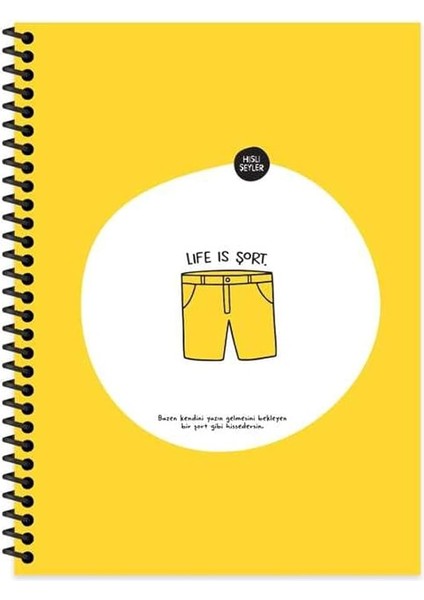 Color Hisli Şeyler 18,5X25 Spiralli Çizgili Defter Life Is Şort