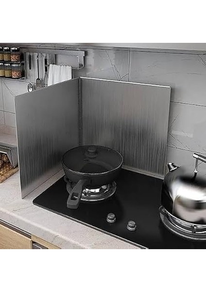 Yağ Sıçratmaz Ocak Arkası Koruyucu Katlanabilir Paslanmaz Metal Sac Kızartma Yağı Sıçratmaz L Köşeli Ocak Koruma 60 * 30 cm fırsatları