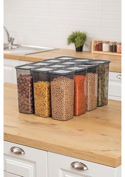 12'li 1900ML. Sızdırmaz Silikon Vakumlu Kapaklı Kare Erzak Saklama Kabı. 1900ML Kare Erzak Saklama Kabı Antrasit fiyatları