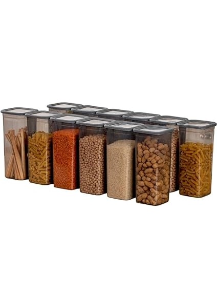 12'li 1900ML. Sızdırmaz Silikon Vakumlu Kapaklı Kare Erzak Saklama Kabı. 1900ML Kare Erzak Saklama Kabı Antrasit modelleri