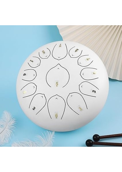 JTN-1213 13 Ses Ton Çelik Handpan Tongue Davulu, 12 Inç, Beyaz fiyatları