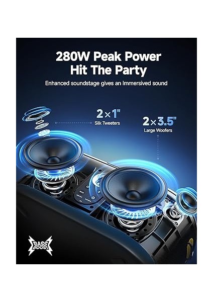 Yetişkinler Için Karaoke Makinesi, Şarkı Sözleri Ekranlı, 10.1 Inç Ekran, 280W, 2+2 Kanal, 2 Kablosuz Mikrofon, Autotune Eq, Kendinden Şarjlı, Karafun Prime ile Taşınabilir Ev Karaoke Sistemi fiyatları