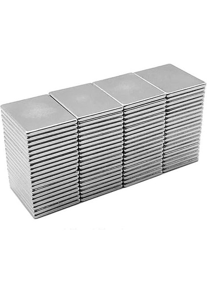 Magneteksan 15X10X1 mm Neodyum Mıknatıs, Ndfeb Daimi Neodim Mıknatıs, Nikel Kaplama (25 Adet)
