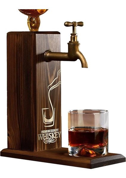 Gift Özel Viski Baskılı Musluklu Doğal Ahşap Içki Standı, Içki Çeşmesi, Doğum Günü Hediyesi, Ev Hediyesi, Içecek Dispenseri