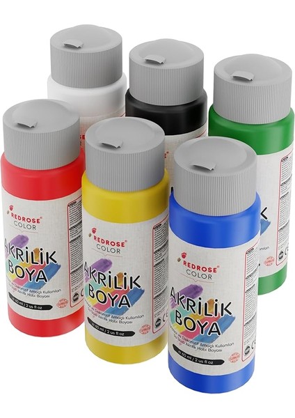 Rose Ana Renkler Akrilik Boya 6'lı Set 6X60 ml
