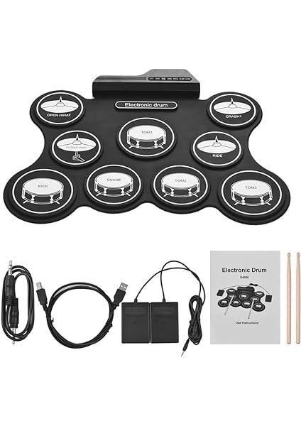 USB Roll Up Davul Kiti Dijital Elektronik Davul Seti 9 Silikon Davul Pedleri Drumsticks ile Yeni Başlayanlar Için Ayak Pedalları Çocuklar modelleri