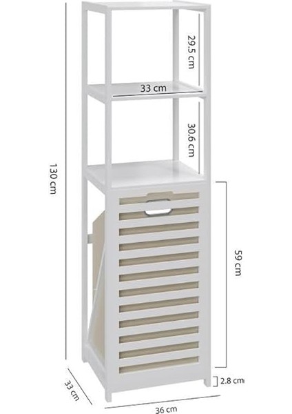 Bambu Beyaz Mat Lake Kirli Sepetli 3 Raflı Banyo Düzenleyici Çamaşır Sepeti DB-0019 fiyatları
