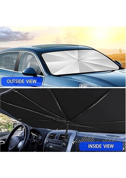Ön Cam Güneşlik Şemsiye - Tüm Arabalarla Uyumlu Boyut, Uv Güneş Işığı Tam Yansıtma Kapasitesi, Pratik Kullanım, Kılıflı Şık Tasarım, Araç Içi Katlanabilir Yüksek Yalıtımlı Güneşlik Şemsiye fırsatları