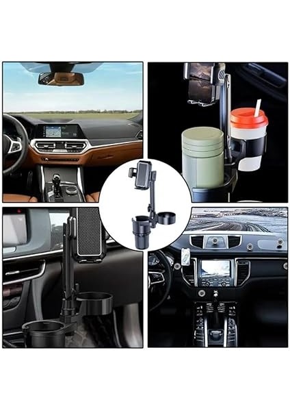Araç Içi Telefon Tutucu ve Çift Bardak Tutuculu Büyük Boy 40 cm Yükseklik Kullanımı Kolay ve Pratik Fonksiyonel Telefon Tutucu SB-3066S modelleri