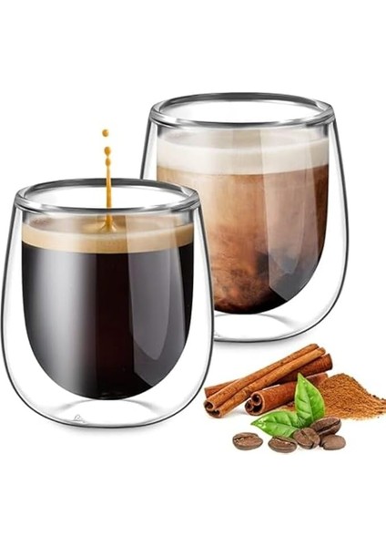 Keyif: 250ML Çift Cidarlı Americano ve Latte Mojito ve Kokteyl Bardak Seti"