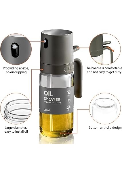 Yemek Yağı Için Yağ Püskürtücü, 250 ml Yağ Püskürtme Şişesi, Cam, Zeytinyağı Spreyi, Pişirme Için Yağ Spreyi, Sprey Şişesi, Sıcak Hava Fritözü Için Yağ, Yağ Püskürtücü, Pişirme, Izgara, fırsatları