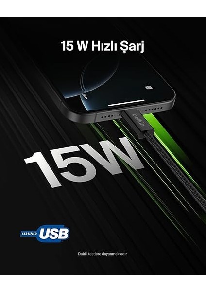 2'li Örgülü Usb-A - Usb-C Kablo, 1,5 M, 15 W, Yumuşak, Esnek ve Hızlı Şarj Kablosu, iPhone 16 ve 15 Serisi, Galaxy S25, Pixel 9, iPad Pro ve Daha Fazlasıyla Uyumlu, Siyah fiyatları