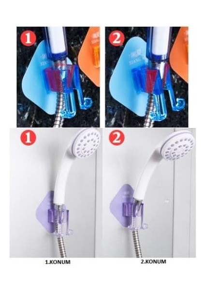 Renkli Kendinden Yapışkanlı Duş Başlık Tutucu ve Lif Askısı Aparat Banyo Düzenleyici indirimleri