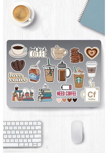 Major Selection Kahve Temalı Sticker Etiket Seti - Coffee Sticker - Laptop Notebook Telefon