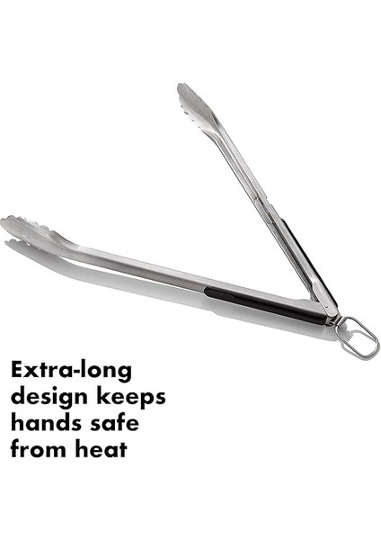 Good Grips Paslanmaz Çelik Uzun Barbekü Maşası, Dahili Şişe Açacaklı 47,5 cm - Sosis, Sebze ve Daha Fazlası Için fırsatları