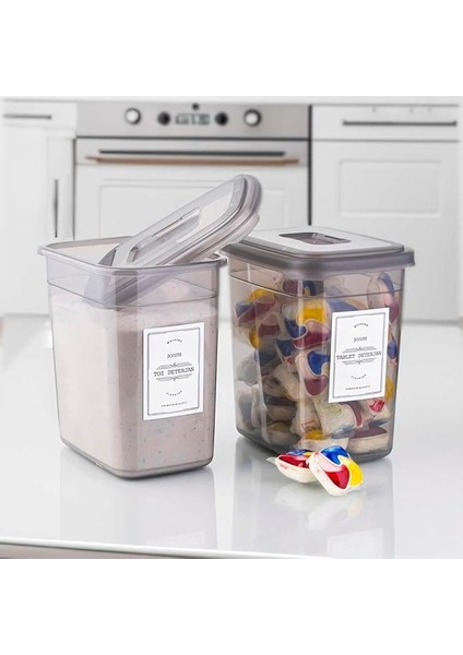 Diamond 2 Li Deterjan Saklama Kutusu Deterjan Saklama Kabı Çok Amaçlı Saklama Kabı Seti 2lt