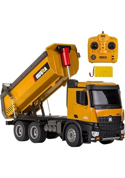 1573 1/14 Yüksek Kalite Rc Model Damperli Kamyon Uzaktan Kumandalı Metal Iş Makinesi -10KG Yükleme Kapasiteli -2.4g Full Fonksiyon Sesli&ışıklı