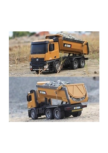 1573 1/14 Yüksek Kalite Rc Model Damperli Kamyon Uzaktan Kumandalı Metal Iş Makinesi -10KG Yükleme Kapasiteli -2.4g Full Fonksiyon Sesli&ışıklı fırsatları