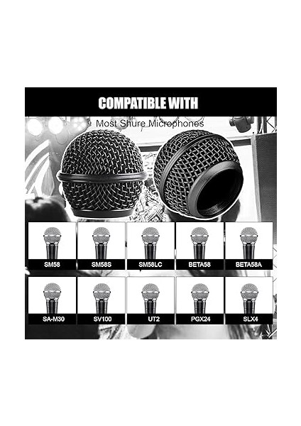 Kafası Değiştirme, Çelik Hasır Mikrofon Izgara Kafaları, Iç Köpüklü Izgara Mikrofon Küresinin Değiştirilmesi, SM58 Için Uygundur (Siyah, 1 Adet) fiyatları