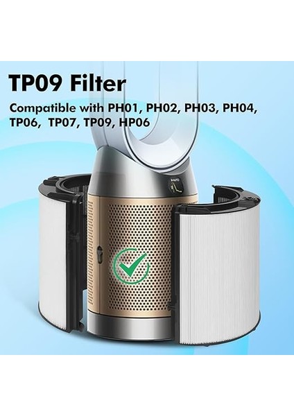 360° Combi 2'si 1 Arada Hepa + Karbon Filtre Dyson TP04 TP06 TP07 TP09 TP10 TP4A TP7A HP04 HP06 HP07 HP09 HP10 Hava Temizleyici ve Fan, H13 Gerçek Hepa Filtresi fiyatları