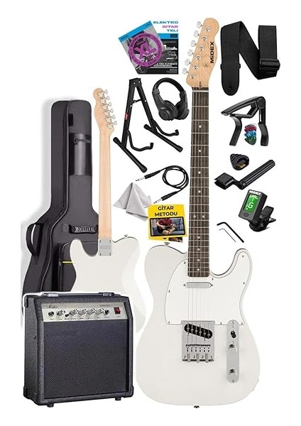 TLX-50WH-30AMP Tele Kasa Gül Klavye 2 Single-Coil 30W Amfili Elektro Gitar fiyatları