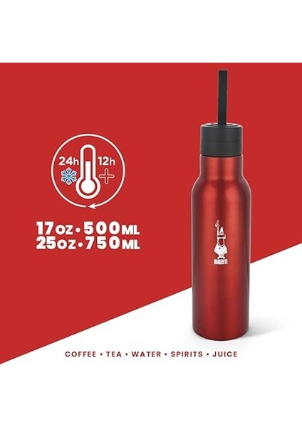 - Termal Şişe - 750ML - Kırmızı Renk - Paslanmaz Çelik - Çift Katmanlı - 12 Saat Sıcak 24 Saat Soğuk Tutar - Hava Geçirmez Vidalı Kapak Özelliği - Özel Silikon Conta Sayesinde Sızdırmaz Şişe modelleri