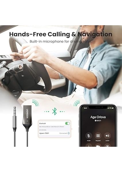 Mikrofonlu 3.5 mm Aux Bluetooth 5.3 Alıcı Adaptör Araç Kiti fırsatları