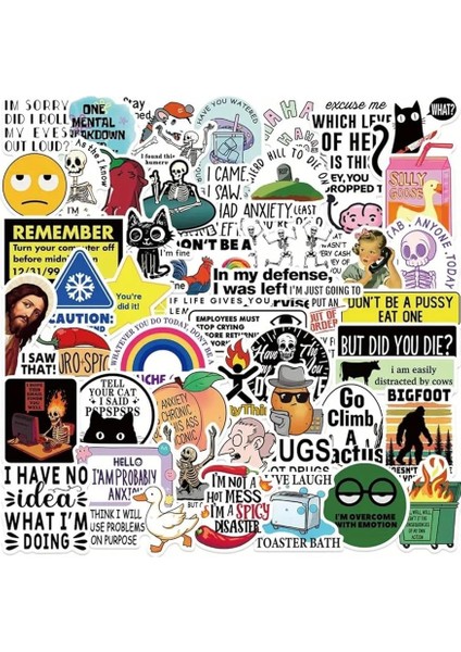 Major Selection 50'li Snarky Cartoon Meme Stickers, Sticker Seti Laptop Notebook Tablet Sticker Seti fiyatları