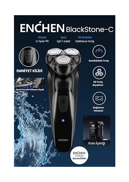Blackstone-C Siyah Çift Yönlü Kavisli Bıçaklı Şarjlı Tıraş Makinesi fiyatları