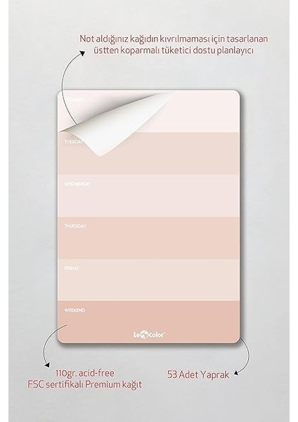 Color Haftalık Planlayıcı Blok Naturel fiyatları