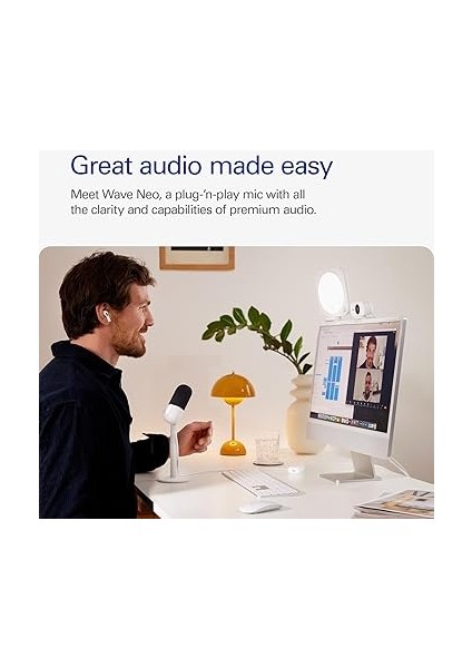 Wave Neo – USB Kondenser Mikrofon, Sessize Dokunun, Oyun, Akış, Toplantılar, Takımlarda Ses Kaydı/zoom/obs/twitch/youtube ve Daha Fazlası Için, Plug-'n-Play, Dizüstü Bilgisayar, Pc, Mac, Ipad, fiyatları