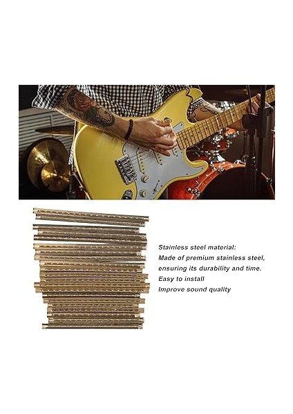 21 Adet Gitar Fret Telleri Paslanmaz Çelik Fret Tel Gitar Fretwire, Paslanmaz Çelik Ses Kalitesi Iyileştirme Gitar Klavye Parçaları Aksesuar Bas Için Yedek Fret Teli modelleri