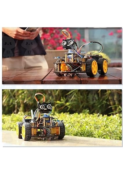 4 Teker Robot Araba Kodlama Seti 4WD-BLE (Arduino Temelli - Kutulu ve E-Kitaplı) modelleri