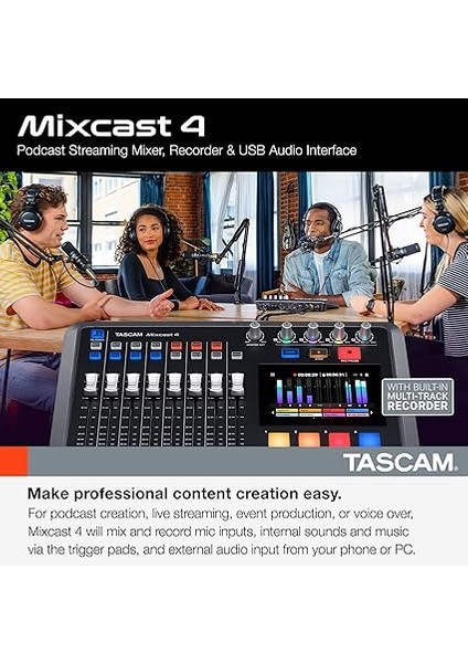 Mıxcast 4 Podcast Yayını Için 4 Kanal Mikser & Kaydedici ve USB Ses Arabirimi fiyatları