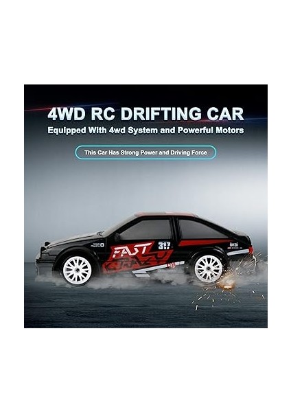 Rc Drift Araba Uzaktan Kumanda Araba 2.4ghz 1:24 Ölçekli 4WD 15KM/H Yüksek Hızlı Model Araç LED Işıkları Sürüklenen Lastik Yarışı Spor Oyuncak Araba Yetişkin Erkek Kız Çocuklar Için Hediye 2 Adet Şarj modelleri