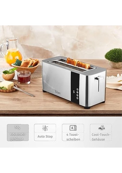 ZLN6234 Dijital Ekmek Kızartma Makinesi | 4 Dilim Kapasite | 7 Kademeli Isı Ayarı | LED Ekran | Yeniden Isıtma ve Buz Çözme Fonksiyonları | 1400W modelleri