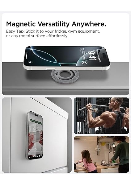 Magfit Dual Pop iPhone Için Manyetik Telefon Tutucu Magsafe Özellikli Ring Gray OM105 - AMP08887 fırsatları