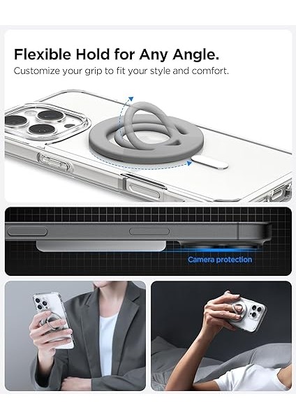 Magfit Dual Pop iPhone Için Manyetik Telefon Tutucu Magsafe Özellikli Ring Gray OM105 - AMP08887 indirimleri