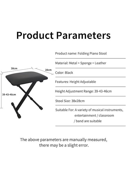 Piyano Tezgahı X-Style Klavye Tezgahı Ayarlanabilir Yükseklik, Elektronik Klavyeler ve Dijital Piyanolar Için Yastıklı Klavye Taburesi Lye Koltuğu Siyah fiyatları