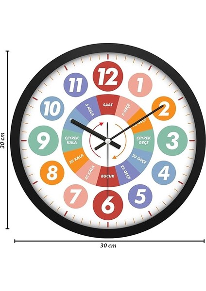 Öğretici Çocuklar Için Eğitici Duvar Saati 30 cm Akar Saniye Seesiz Mekanizma fiyatları